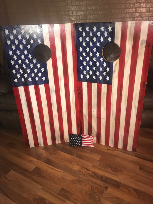 American flag cornhole  boards