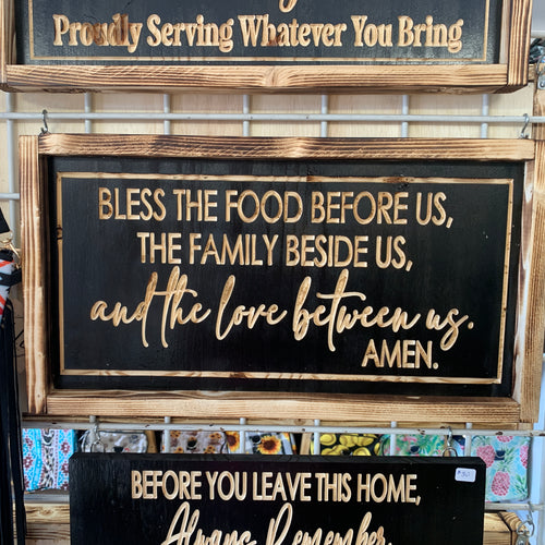 Bless the food sign (carved)  Flag