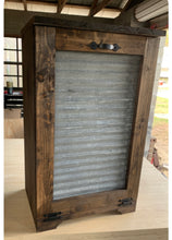 Load image into Gallery viewer, Corrugated tin front farmhouse style Garbage Can Holder