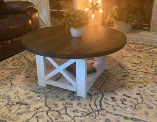 Circle Farmhouse style coffee table